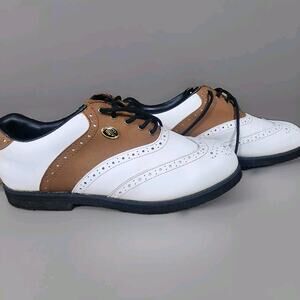 Niblick Brown & White Wing Tip Golf Shoes - Size 11, Niblick Lite Spikes